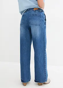 Wide leg stretch jeans met mid waist, John Baner JEANSWEAR