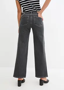 Wide jeans met mid waist en splitten, bonprix