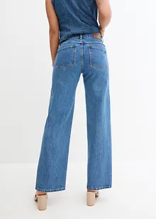 Wide jeans met mid waist en splitten, bonprix