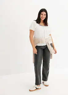 Imitatieleren broek met mid waist, bonprix