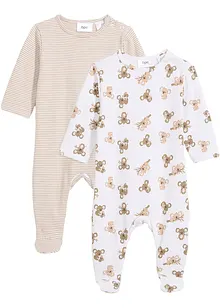 Baby pyjama onesie (set van 2) van biologisch katoen, bonprix