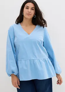 Tuniek van stretch corduroy met peplum, lange mouw, bonprix