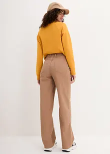 Essential twill broek met high waist, bonprix