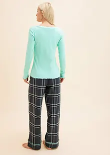 Pyjama met geribd shirt en flanelle broek, bonprix