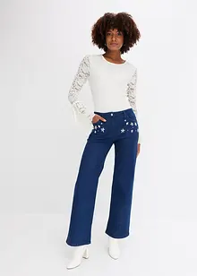 Wide leg jeans met mid waist, bonprix