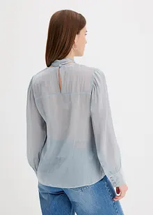 Blouse met strik van glanzend satijn, bonprix