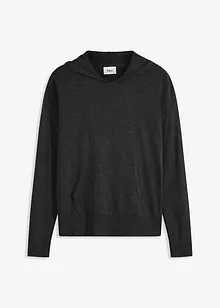 Gebreide hoodie met kangoeroezak van viscosemix, bonprix