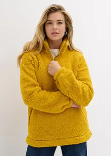 Oversized fleece trui met opstaande kraag en zakken, bonprix