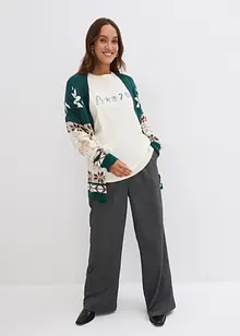 Kerst longsleeve met borduursel, oversized, bonprix