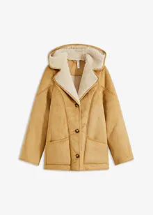 Shearling jas met capuchon, bonprix