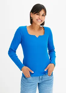 Geribd shirt met wijde hals, bonprix