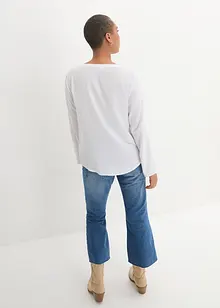 Blouse met lange mouwen en V-hals van vloeiende viscose, bonprix
