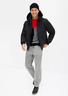 Gewatteerde jas in bomberstijl met capuchon, bonprix