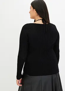 Geribd shirt met glittersteentjes, bonprix