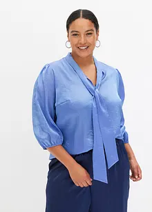 Glanzende blouse met strik, bonprix