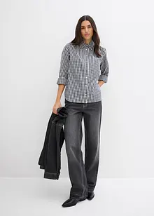 Oversized geruite blouse met pofmouwen, bonprix