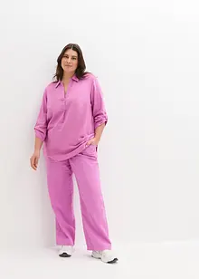 Blouse met linnen en 3/4 mouwen, bonprix