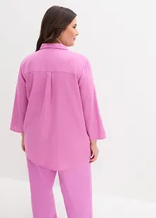 Blouse met linnen en 3/4 mouwen, bonprix