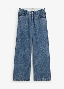 Wide leg jeans, mid waist, met strass, bonprix