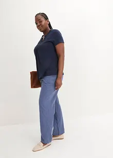 Katoenen shirt van slub garen, korte mouw, bonprix