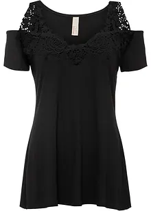 Cold shoulder shirt met kant, bonprix