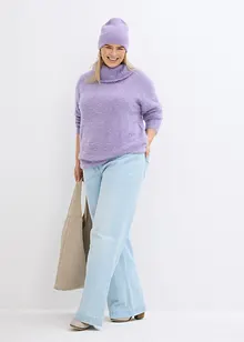 Oversized fluffy trui met een col, bonprix