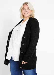 Vest met sjaalkraag en kabelpatroon, bonprix