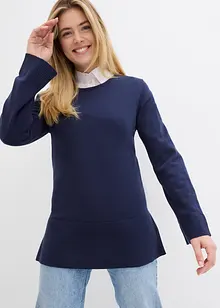 Fijn gebreide, lange trui in een katoenmix, bonprix
