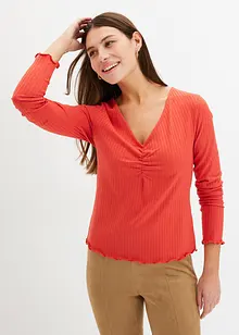 Geribd shirt met V-hals, bonprix