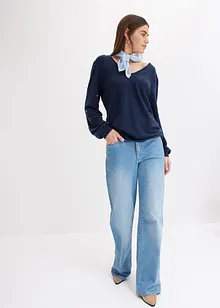 Knus fleece shirt met parels, bonprix