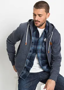 Sweatvest met capuchon en imitatieleleren details, bonprix