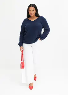 Knus fleece shirt met parels, bonprix