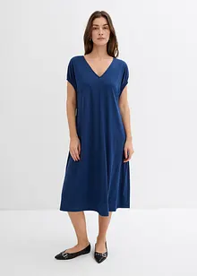 Jersey jurk met V-hals in een viscosemix, bonprix