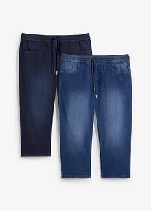 3/4 instap stretch jeans, straight,regular fit ( set van 2), bonprix