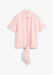 Gestreepte blouse met korte mouwen en opvallende knoop, bonprix