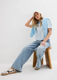 Geruite blouse met korte mouwen, bonprix