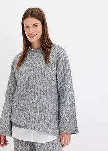 Oversized trui met kabelpatroon, bonprix