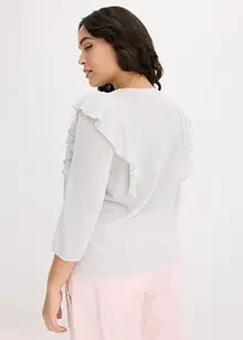 3/4 mouw volant shirt met lurex, bonprix