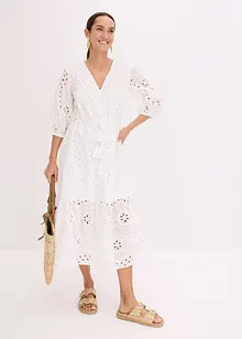 Midi jurk met broderie anglaise, bonprix