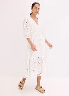 Midi jurk met broderie anglaise, bonprix