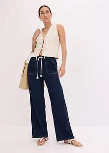 Lichte twill broek met een koord en naden in een contrastkleur, bonprix