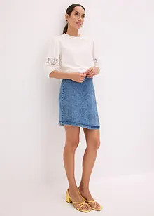 Blouse met korte mouwen en linnen, bonprix