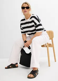 Wide leg jeans mid waist, riem, bonprix