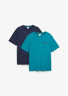 T-shirt met borstzak (set van 2) van biologisch katoen, bonprix