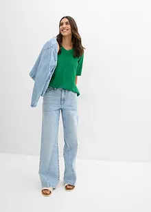 Crêpe shirt met broderie anglaise, bonprix