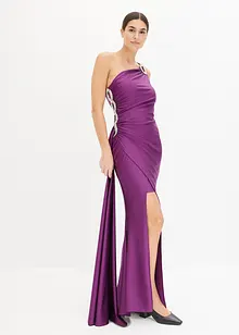 Maxi jurk met strass-applicatie en ruches, bonprix