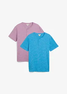 Henley shirt, korte mouw (set van 2), bonprix