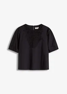 Blouse met korte mouwen en kant, bonprix