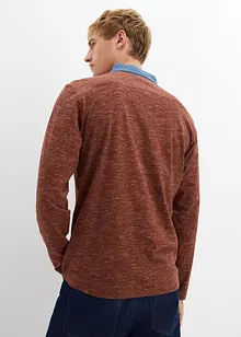 Poloshirt met geweven kraag, lange mouw, bonprix