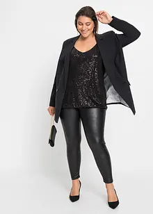 Top met spaghettibandjes en pailletten in een zachte viscosemix, bonprix